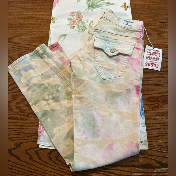 True Religion Pink and Green jeans - Picture 1 of 12